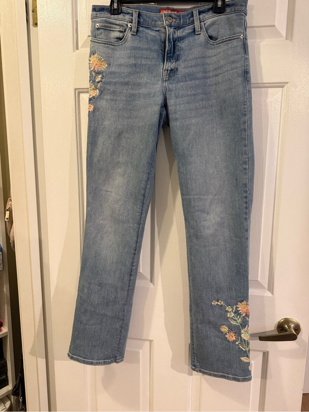 Lucky Brand Light Blue Jeans with Floral Embroidery